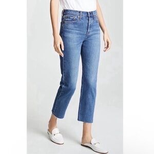 Levi’s Wedgie Straight Ankle Jeans High Waisted Button Fly Raw Hem Size 25
